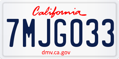 CA license plate 7MJG033