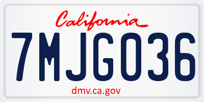 CA license plate 7MJG036