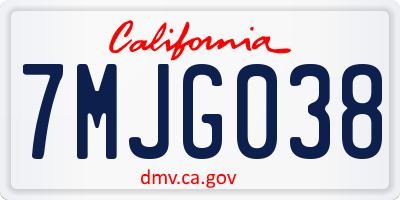 CA license plate 7MJG038