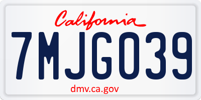 CA license plate 7MJG039