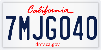 CA license plate 7MJG040