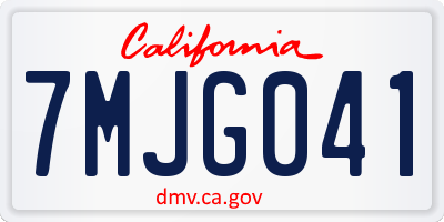 CA license plate 7MJG041