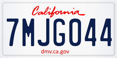 CA license plate 7MJG044