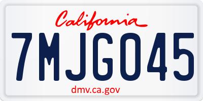 CA license plate 7MJG045