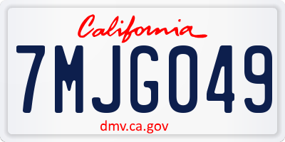 CA license plate 7MJG049