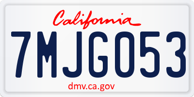 CA license plate 7MJG053