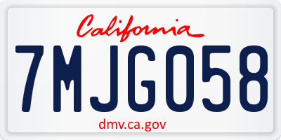 CA license plate 7MJG058