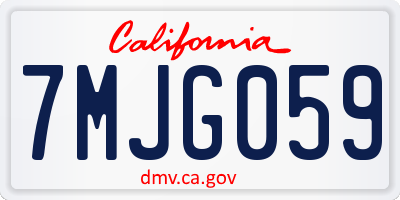 CA license plate 7MJG059