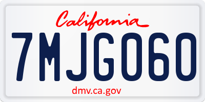 CA license plate 7MJG060