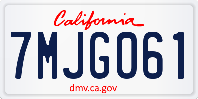 CA license plate 7MJG061