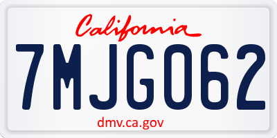 CA license plate 7MJG062