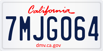 CA license plate 7MJG064