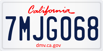CA license plate 7MJG068