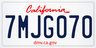CA license plate 7MJG070