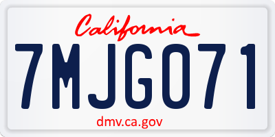 CA license plate 7MJG071