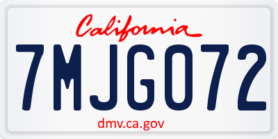 CA license plate 7MJG072