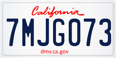 CA license plate 7MJG073