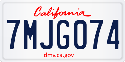 CA license plate 7MJG074