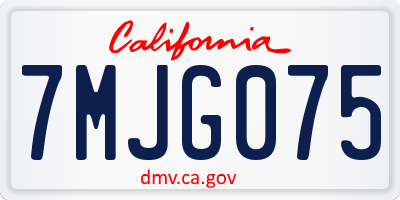 CA license plate 7MJG075