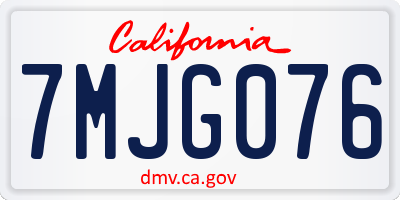 CA license plate 7MJG076
