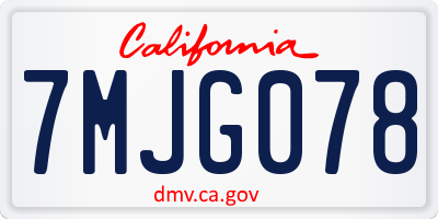 CA license plate 7MJG078