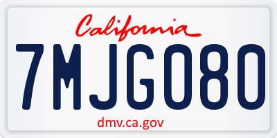 CA license plate 7MJG080