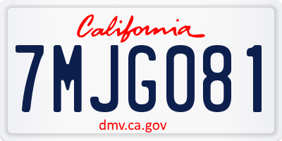 CA license plate 7MJG081