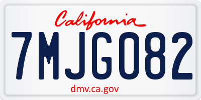 CA license plate 7MJG082