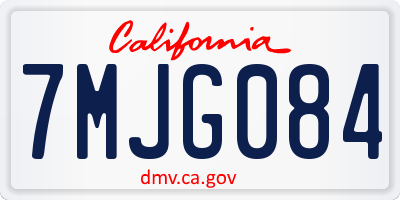 CA license plate 7MJG084