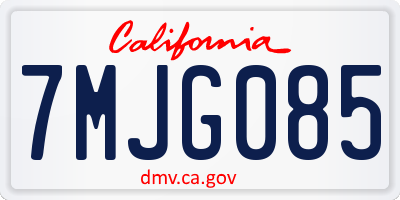 CA license plate 7MJG085