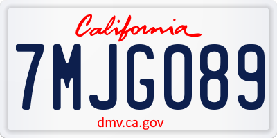 CA license plate 7MJG089