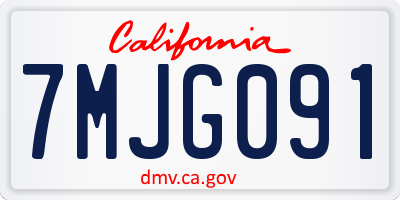 CA license plate 7MJG091