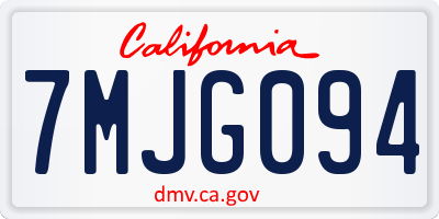 CA license plate 7MJG094