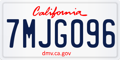 CA license plate 7MJG096