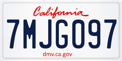 CA license plate 7MJG097