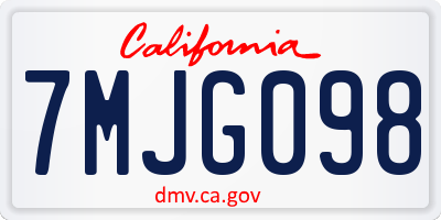 CA license plate 7MJG098