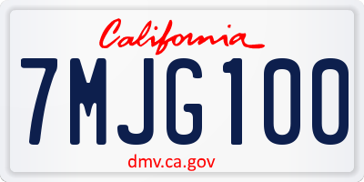 CA license plate 7MJG100