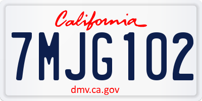 CA license plate 7MJG102