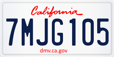 CA license plate 7MJG105