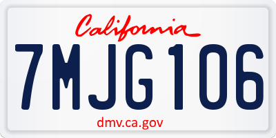 CA license plate 7MJG106