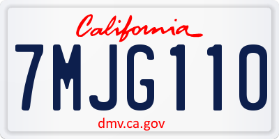 CA license plate 7MJG110