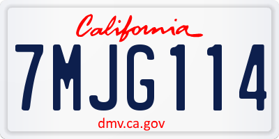 CA license plate 7MJG114