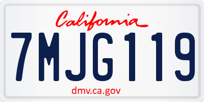 CA license plate 7MJG119
