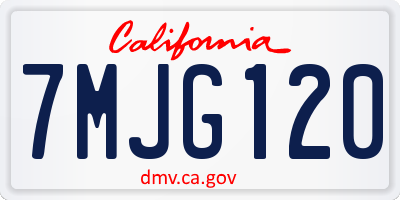 CA license plate 7MJG120