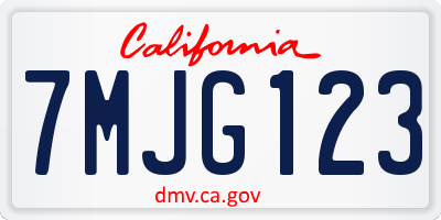 CA license plate 7MJG123