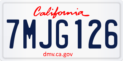CA license plate 7MJG126