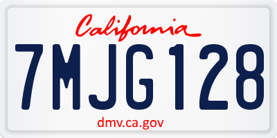 CA license plate 7MJG128