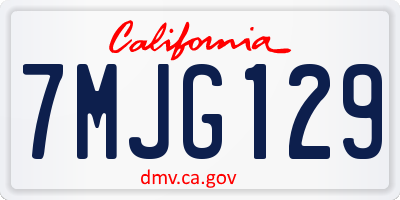 CA license plate 7MJG129