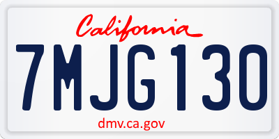 CA license plate 7MJG130