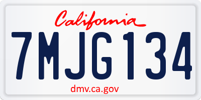 CA license plate 7MJG134